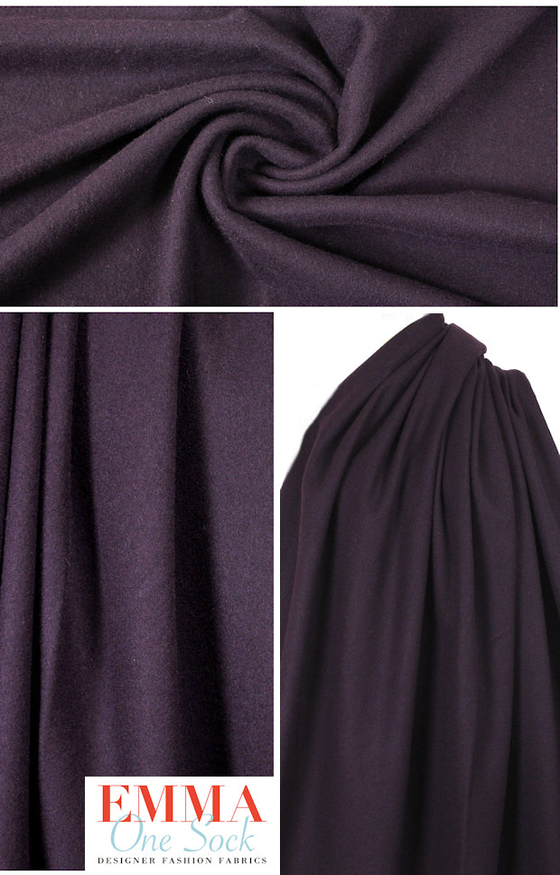 Italian textured wool blend woven - deep plum 1.66 yds