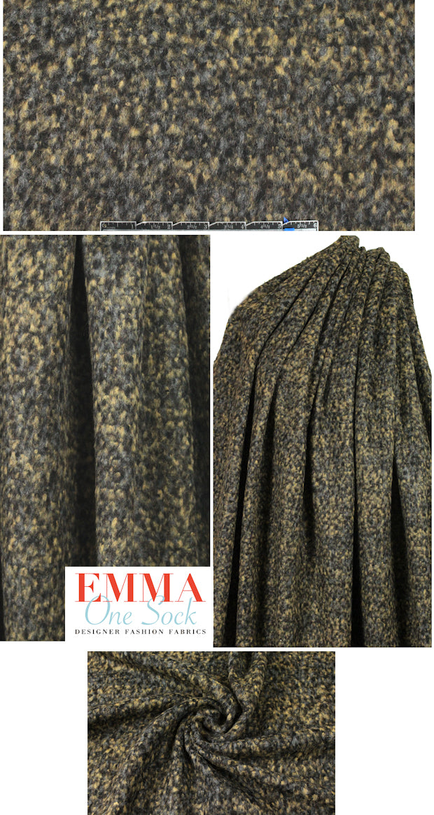 Italian mottled earthtones wool blend boucle'