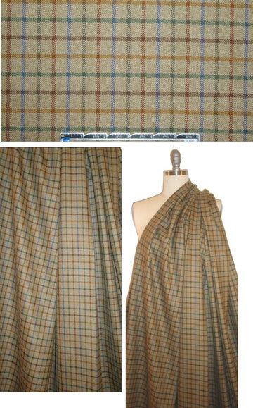Italian woodsy windowpane plaid wool/cashmere suiting 1.875 yd