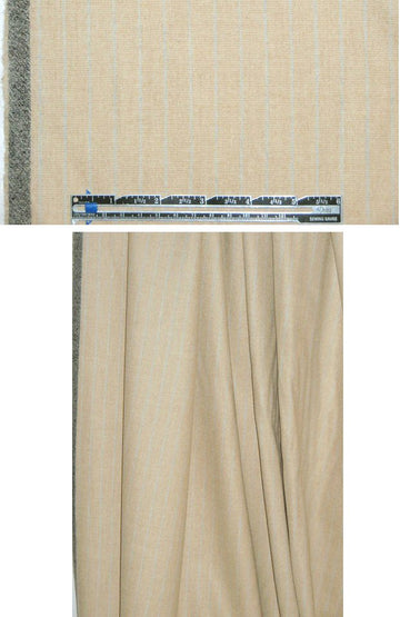 Italian sand/robin's egg stripe wool suiting 1.9 yd