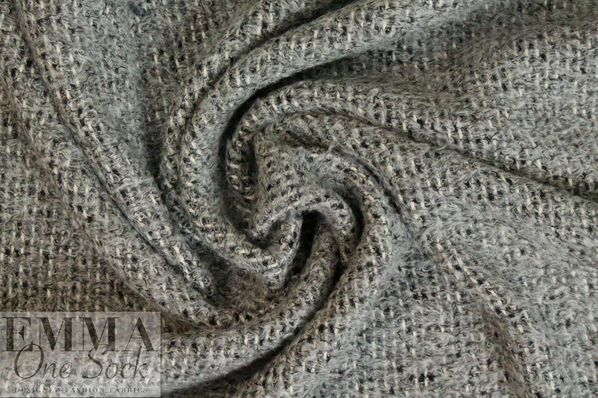 Italian wool/mohair tweedy woven - black/gray/cream .75 yds