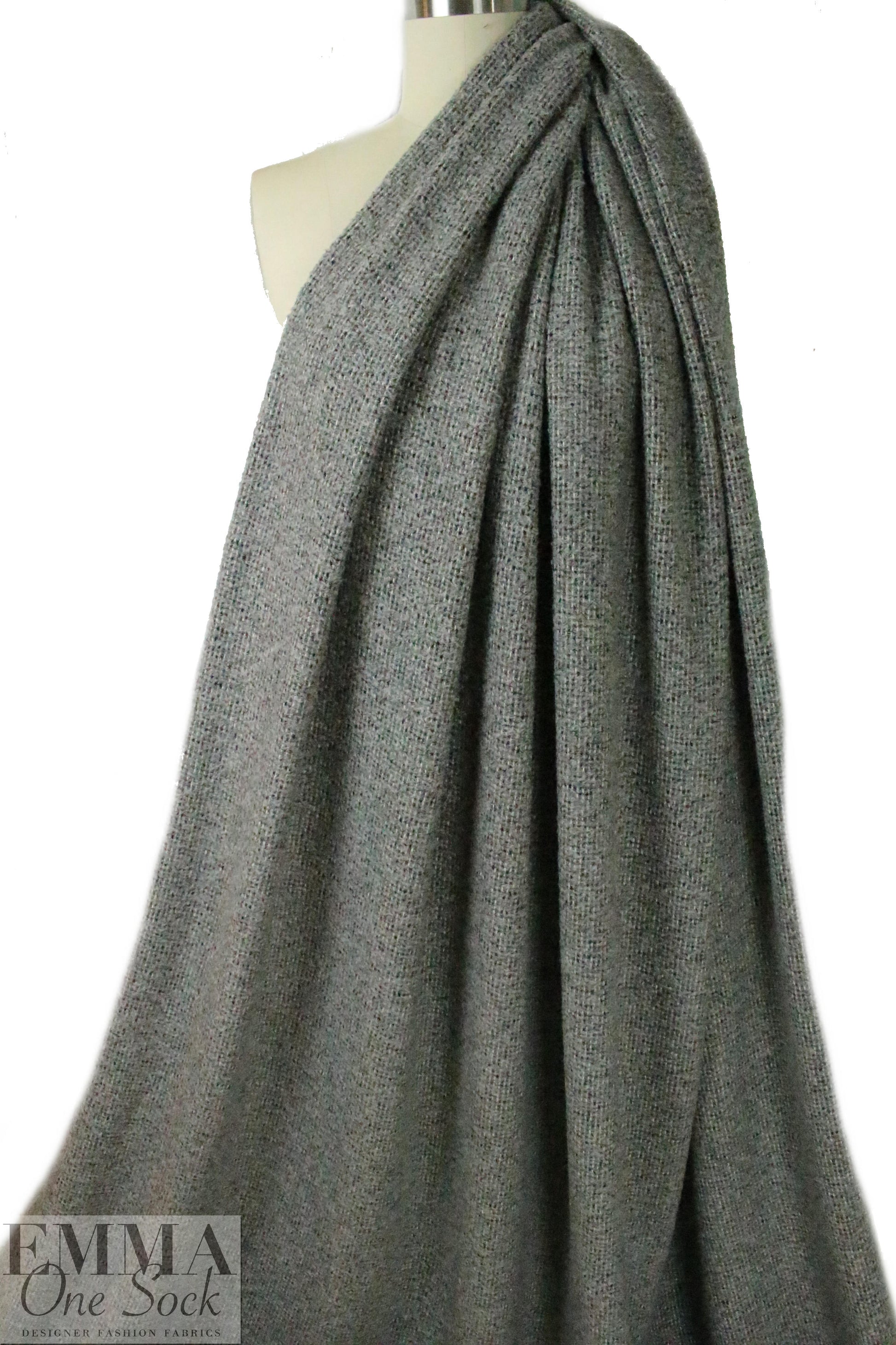 Italian wool/mohair tweedy woven - black/gray/cream