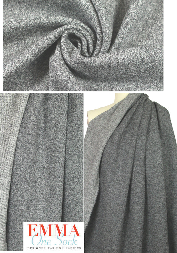 Italian sweatery wool doubleknit - granite 1.25 yds