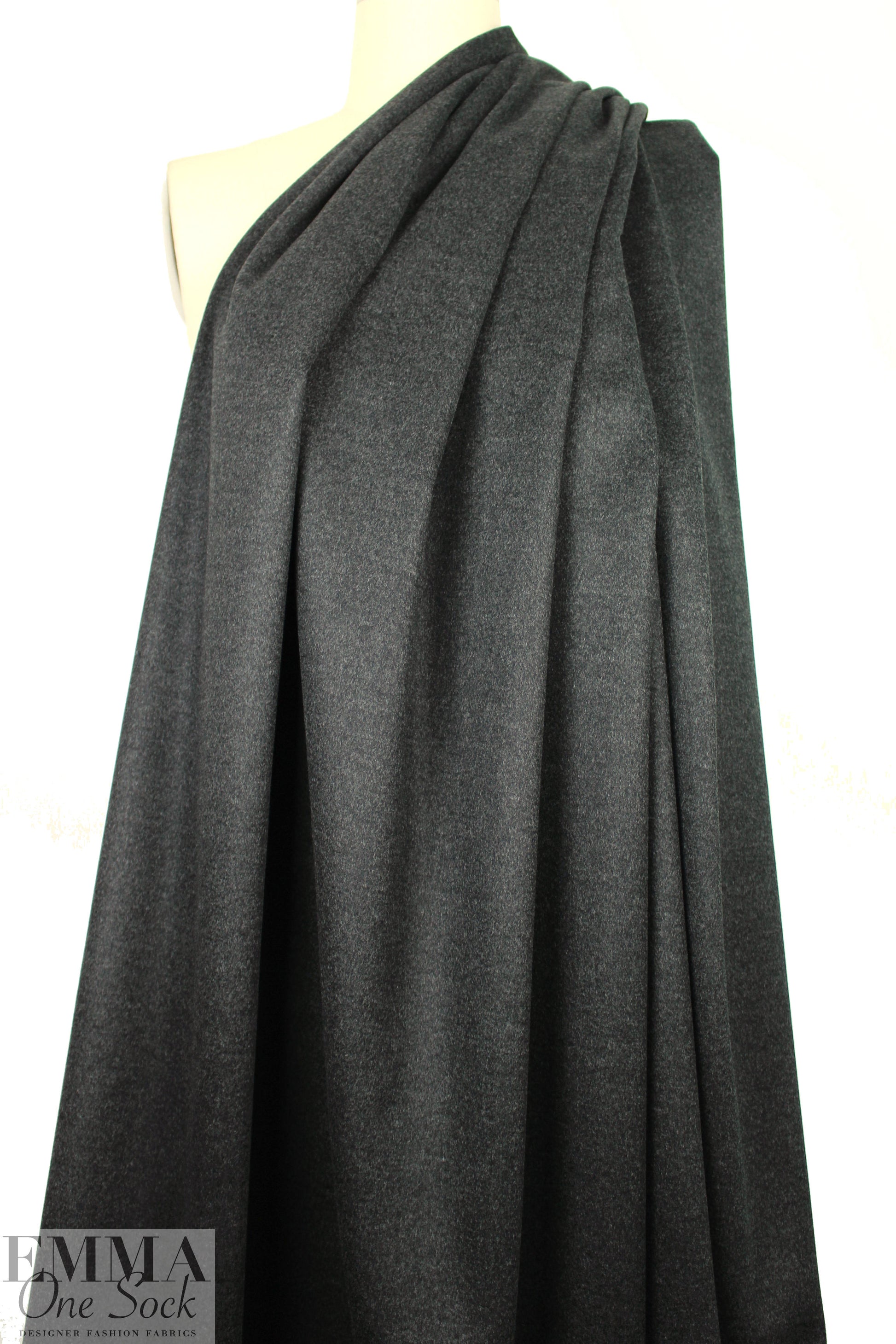NY designer textured wool suiting - charcoal 2 yd