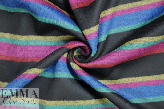 Italian wool doublecloth coating - colorful stripe