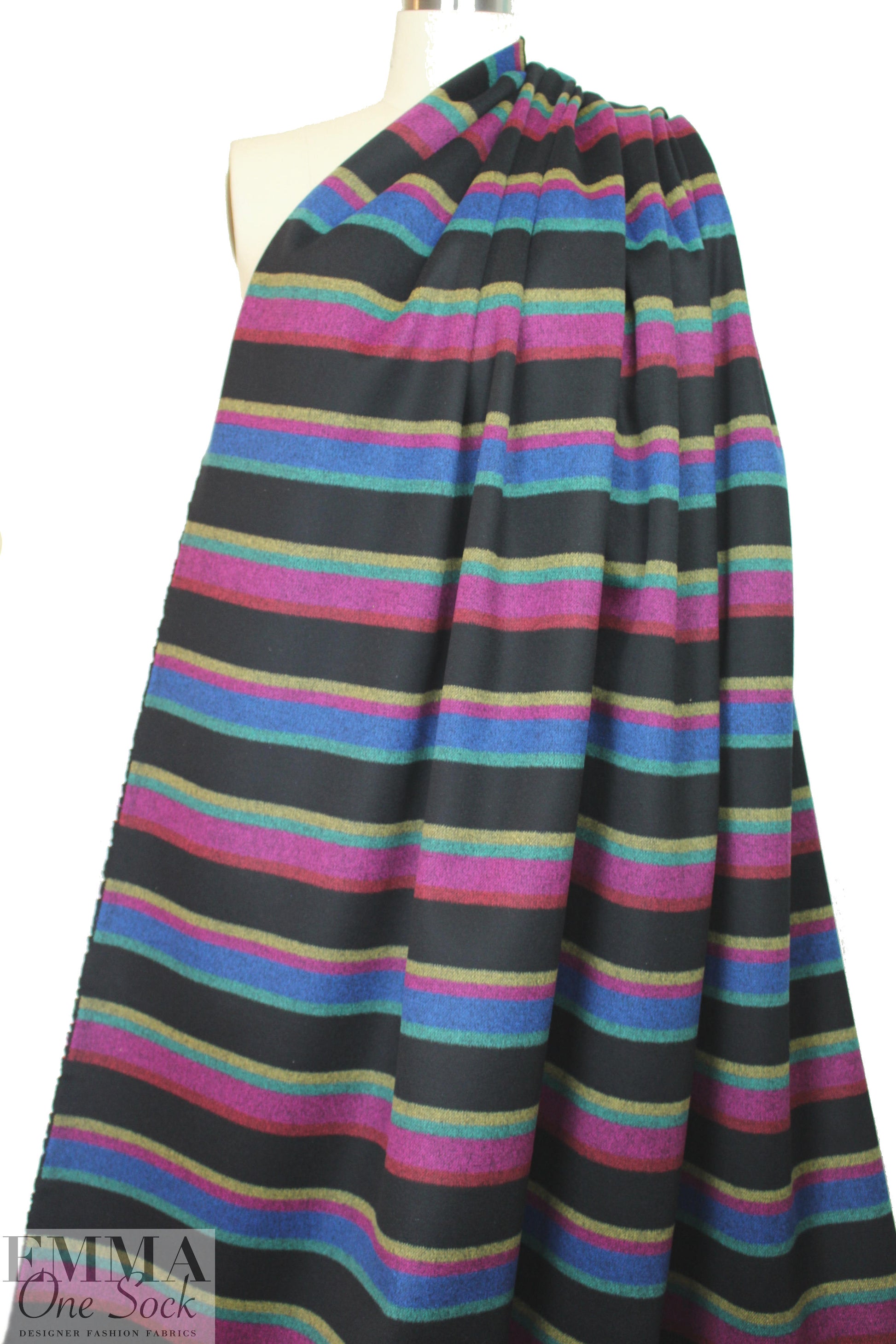 Italian wool doublecloth coating - colorful stripe .75 yds