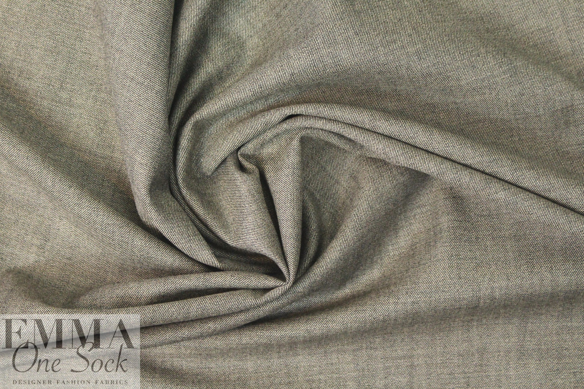 Italian wool 'denim' stretch woven - espresso/natural