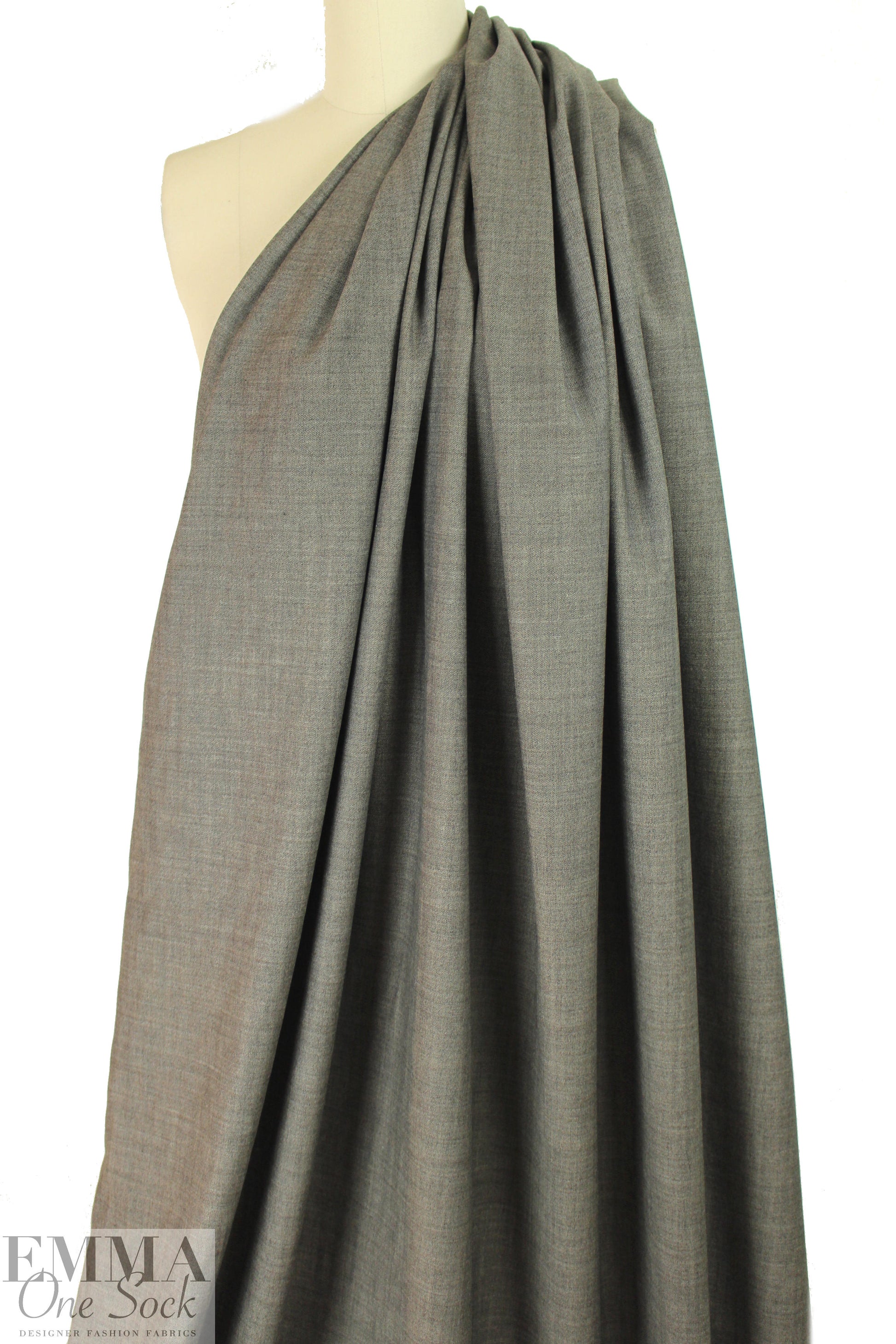 Italian wool 'denim' stretch woven - espresso/natural