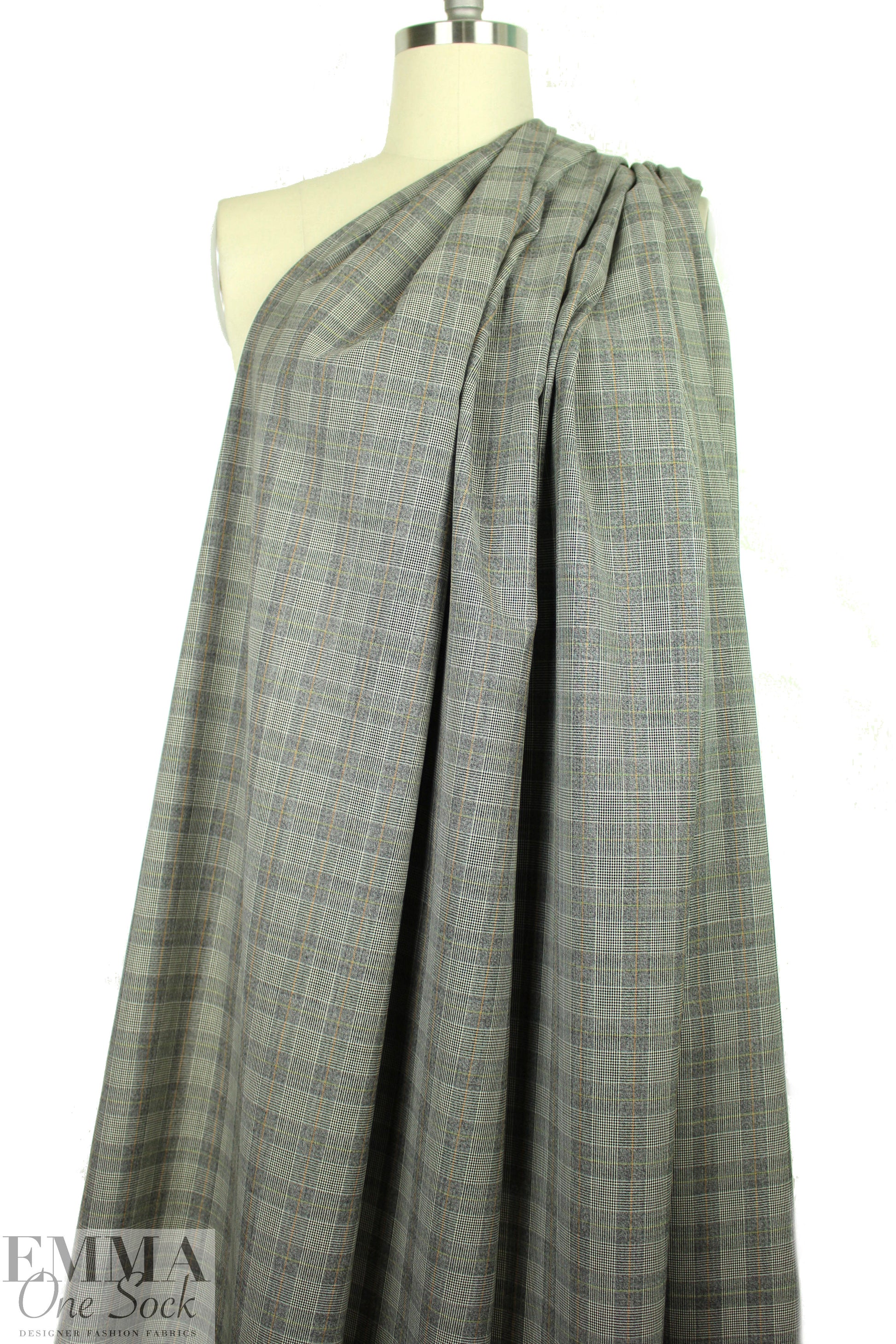Italian all-wool french roast/sand glen plaid suiting