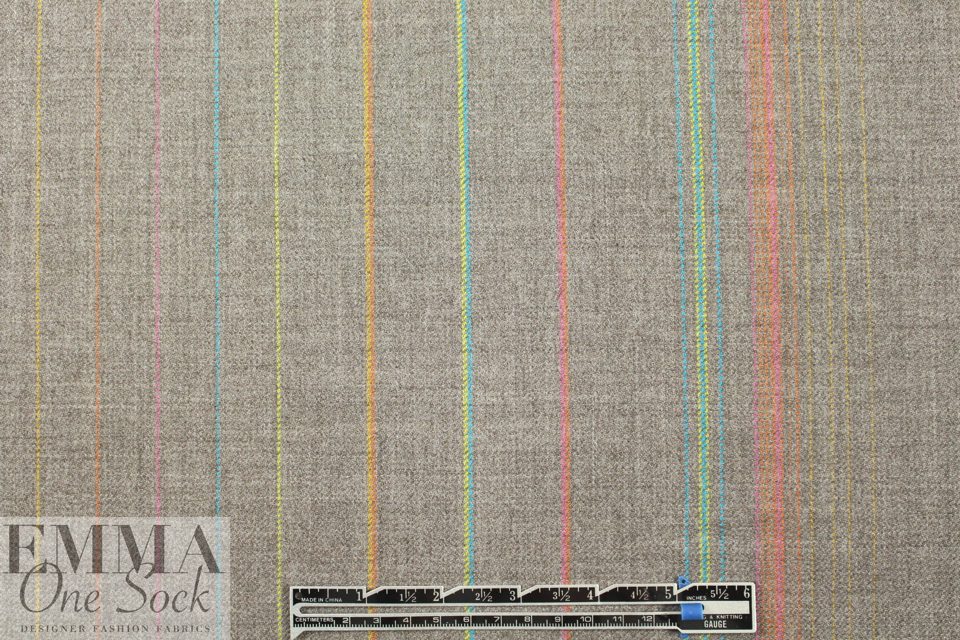 Italian all-wool driftwood multi-stripe suiting