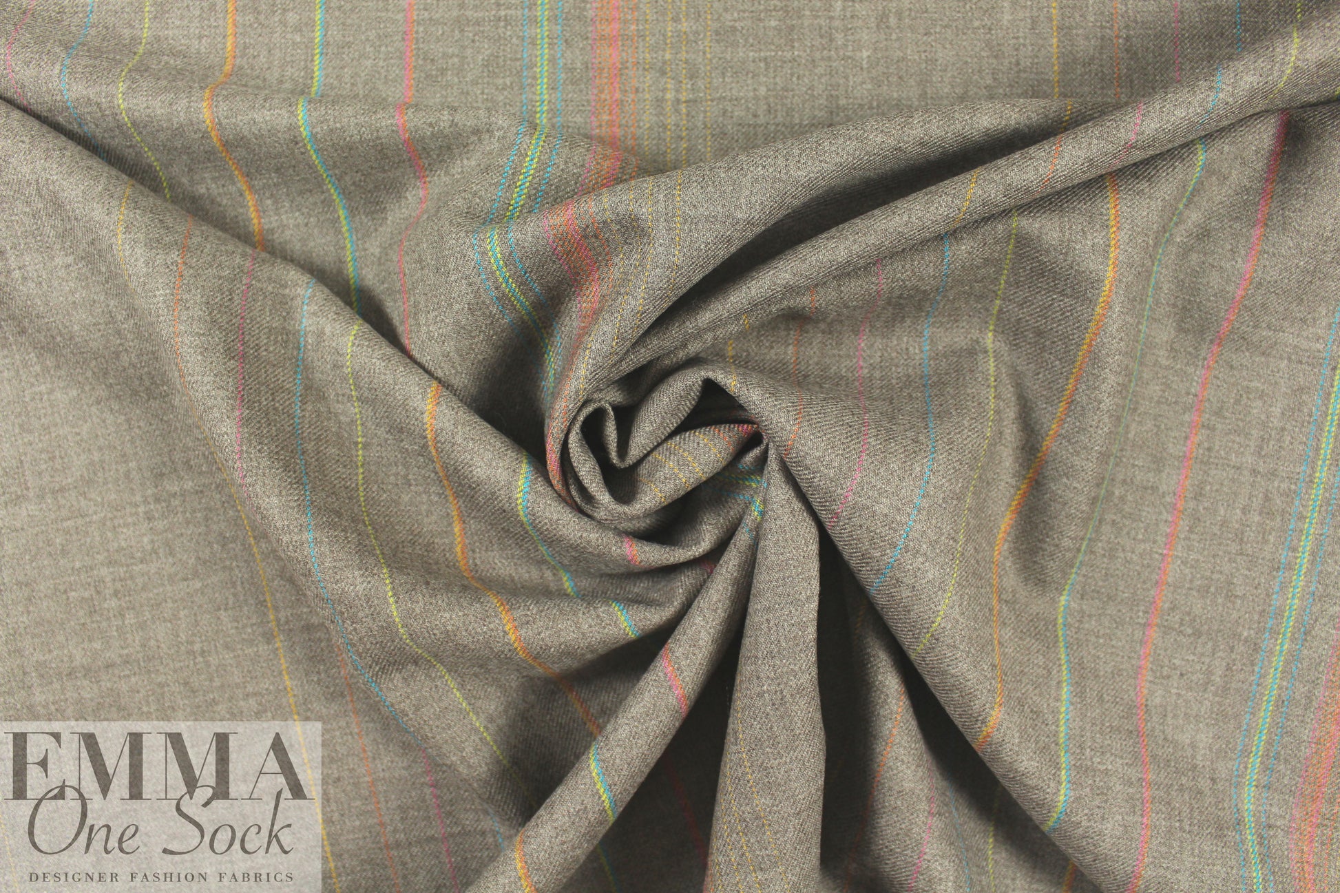 Italian all-wool driftwood multi-stripe suiting