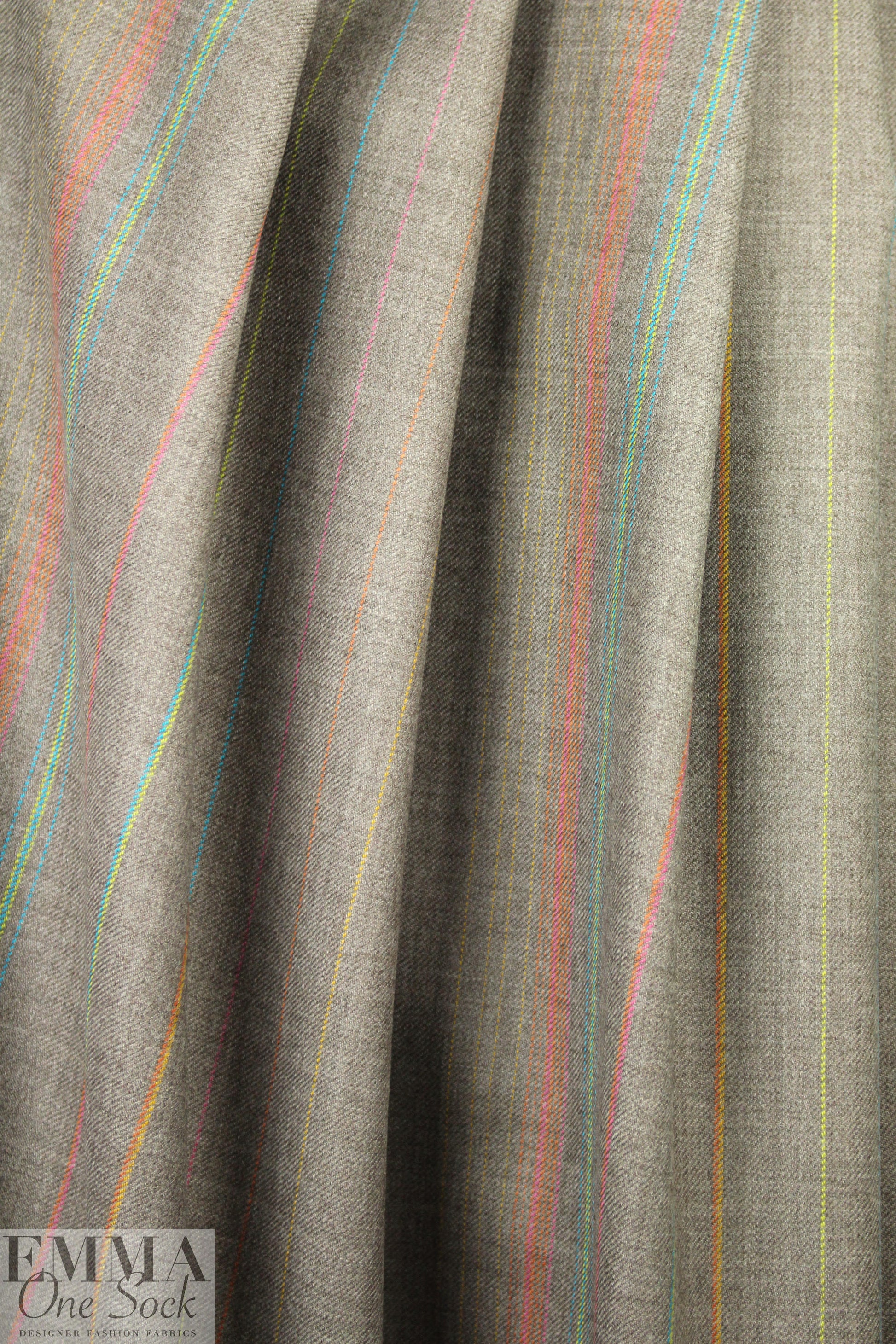 Italian all-wool driftwood multi-stripe suiting