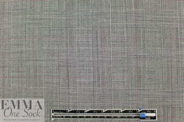 Italian all-wool black/white/red glen plaid suiting 2 yd