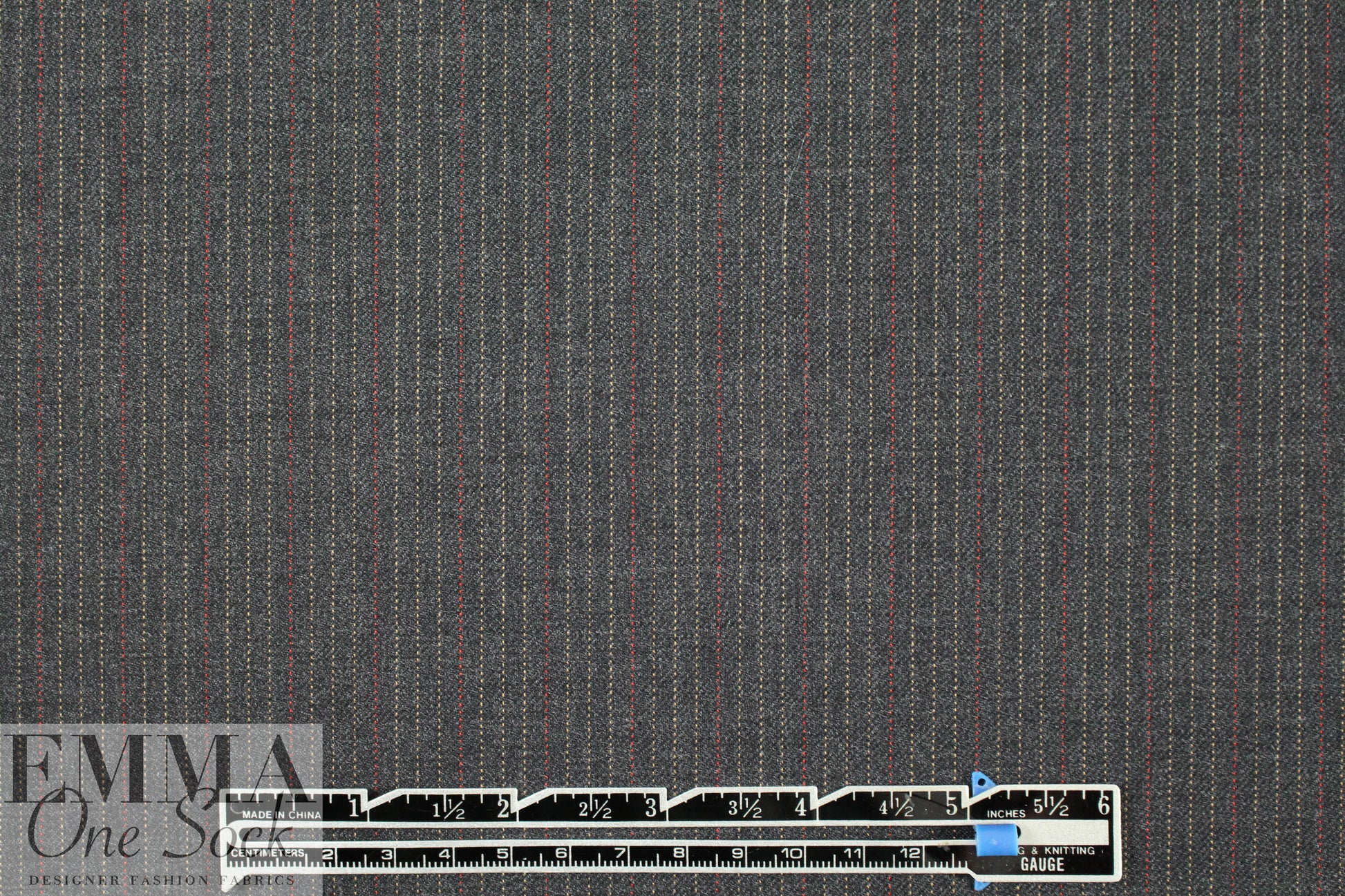 Italian all-wool off-black striped suiting 2.25 yd