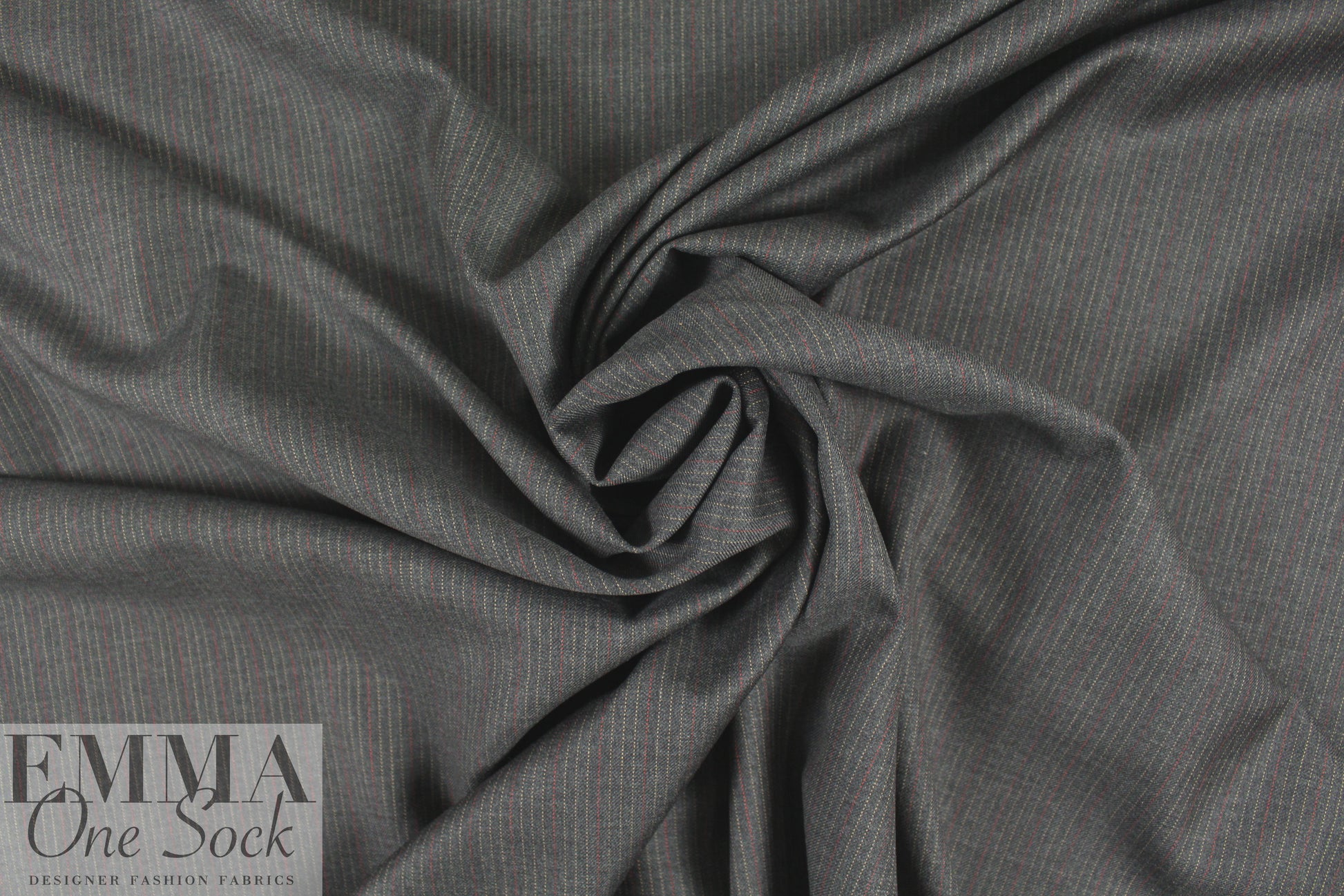 Italian all-wool off-black striped suiting