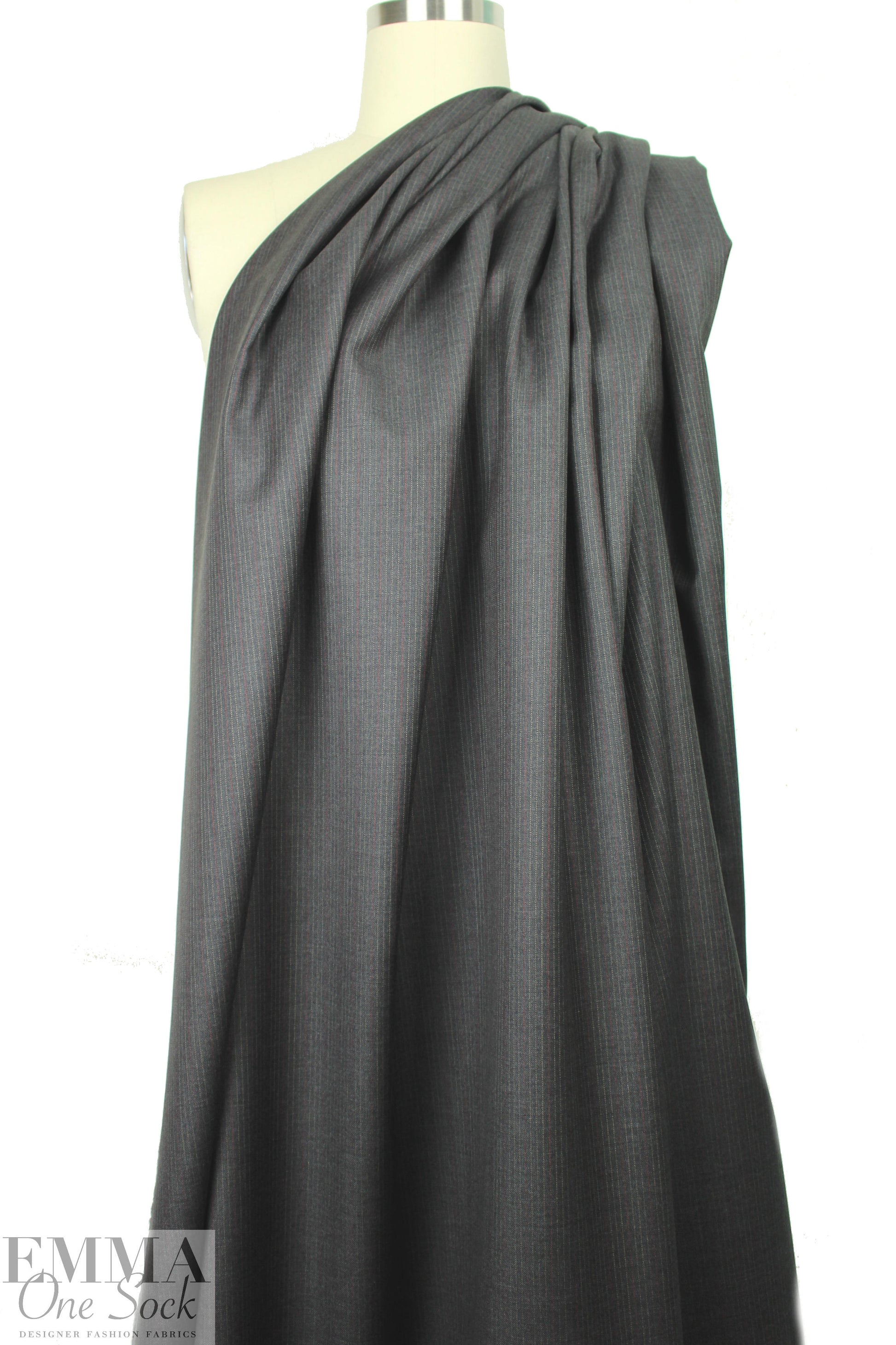 Italian all-wool off-black striped suiting 1.625 yd