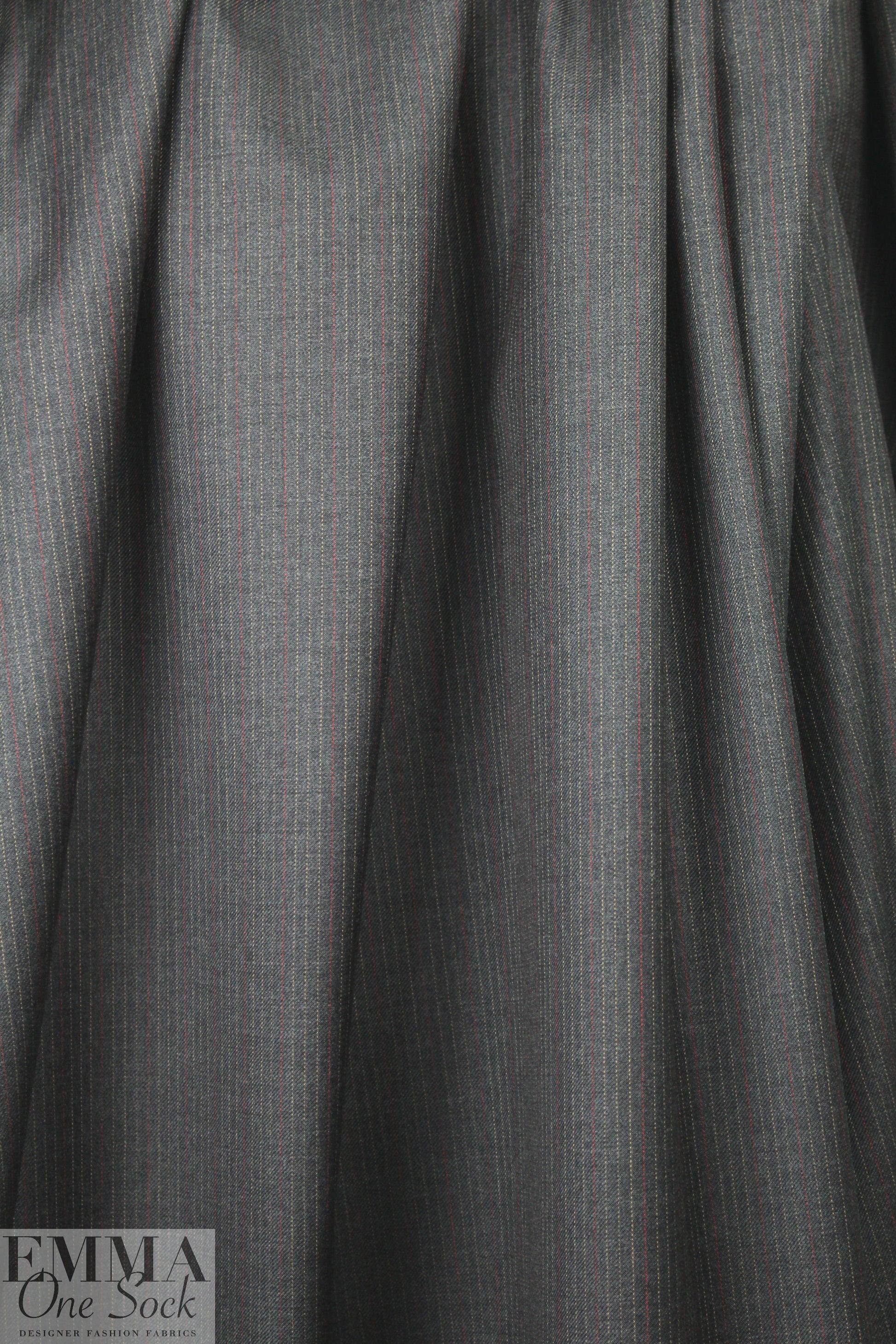 Italian all-wool off-black striped suiting
