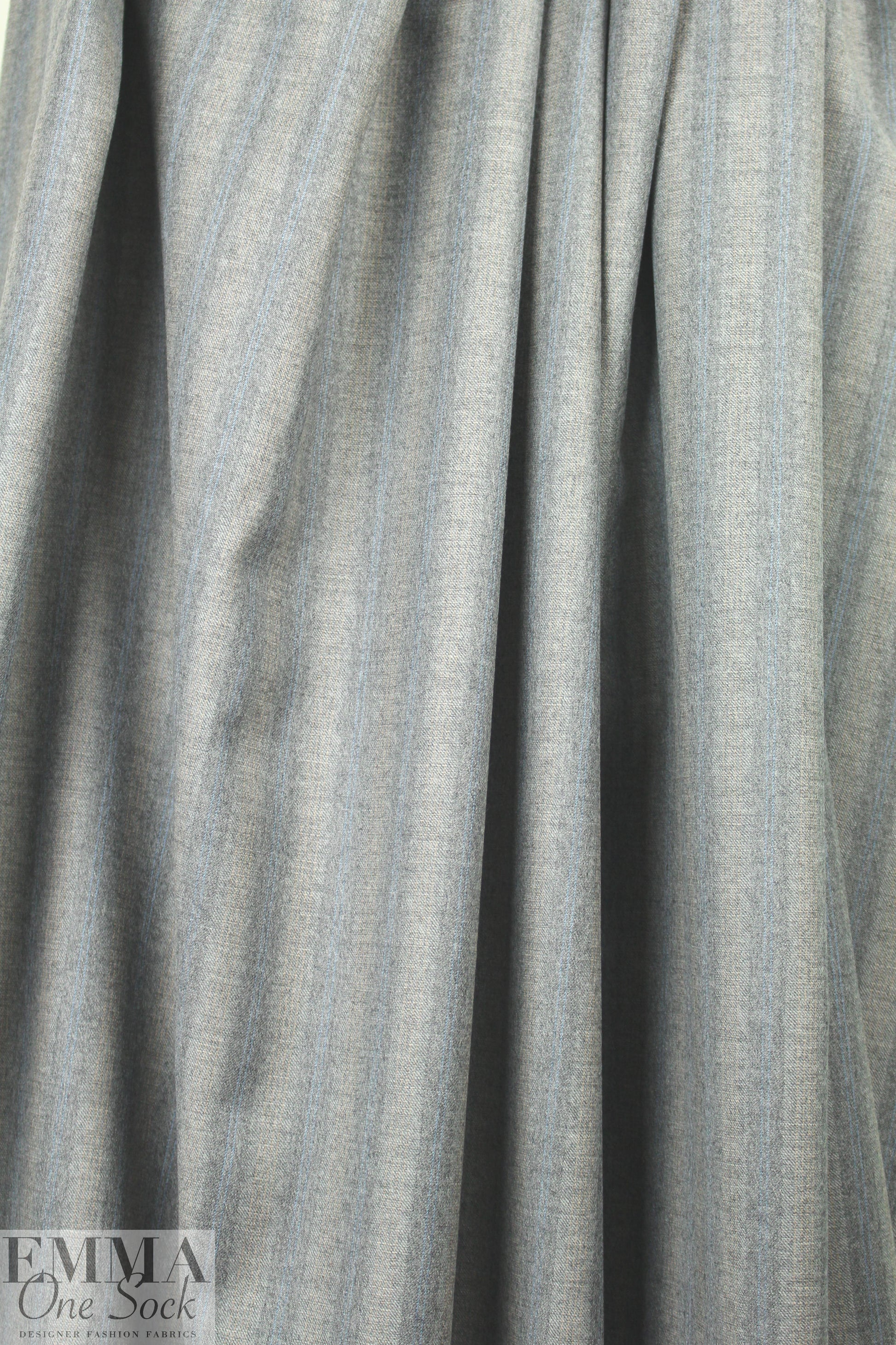 Italian all-wool gray/blue/orange striped suiting 2.5 yd