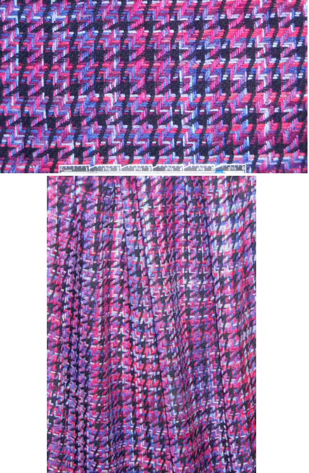 NY designer fancy weave silk suiting - pink/black 1.5 yds