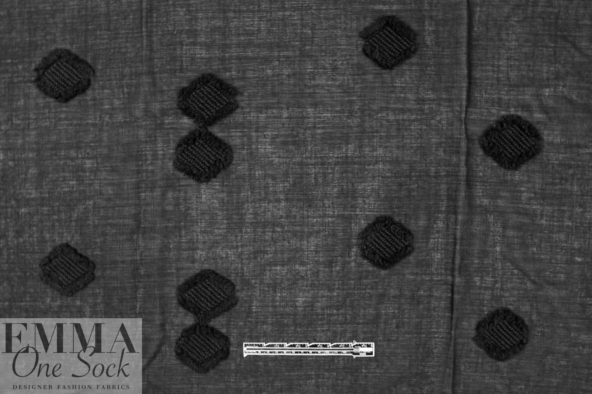 NY designer black wool w/ textured diamonds
