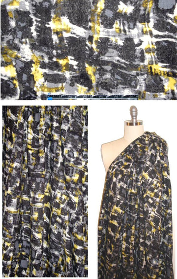 Italian wool flannel -black/lemon abstract
