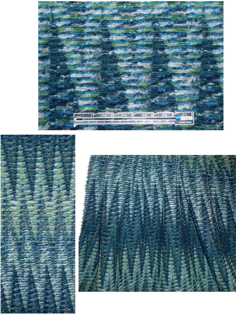 Italian 'jester' design teal tones wool fleece 1.25 yd