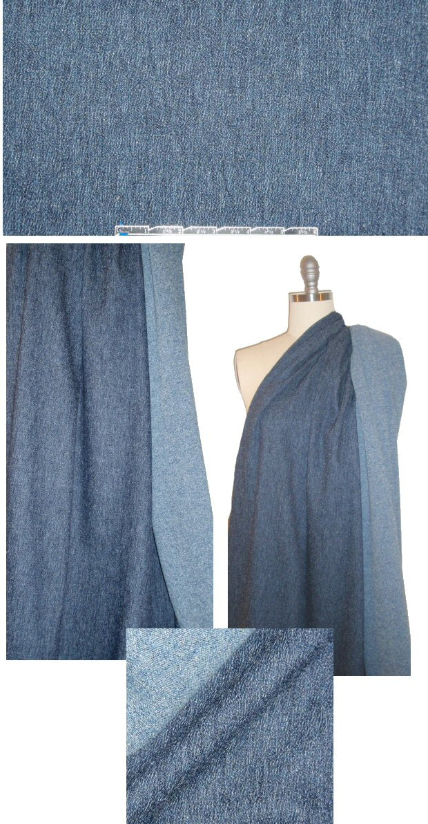 famous designer WOOL denim 2-way stretch woven
