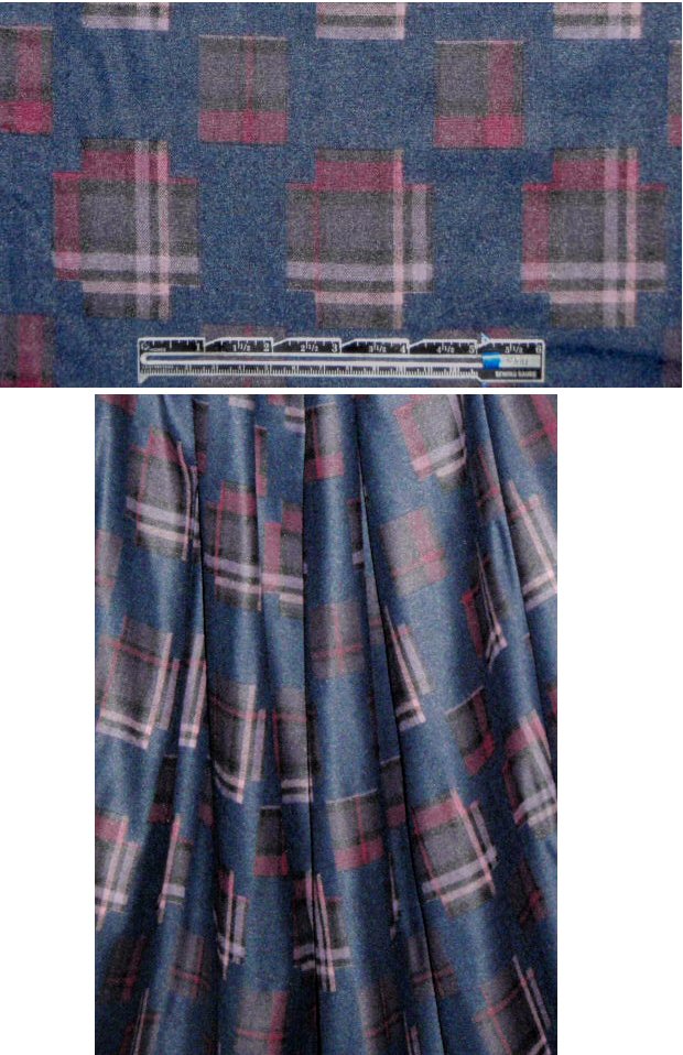 Italian wool blend flannel - indigo plaid motif