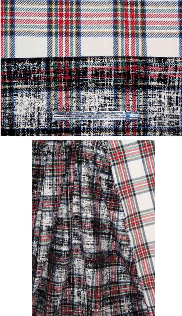 Italian wool blend flockedreversible plaid