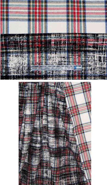 Italian wool blend flockedreversible plaid