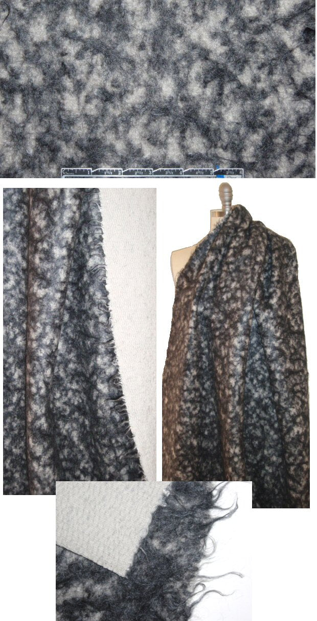 NY designer mohair infused wool textured coating  1.5 yd