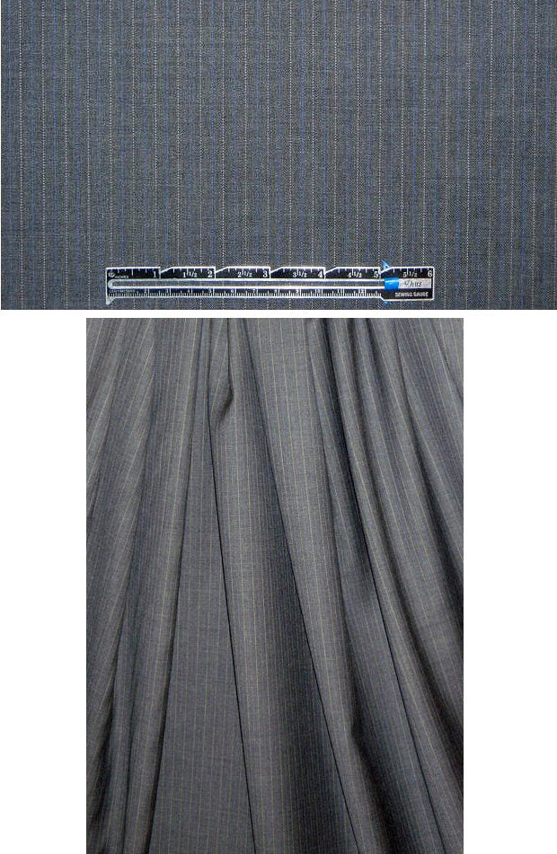 Italian wool pinstripe woven - gray/blue/khaki