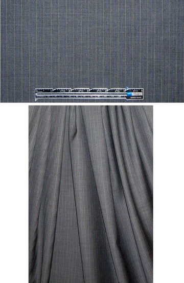 Italian wool pinstripe woven - gray/blue/khaki 1.125 yds