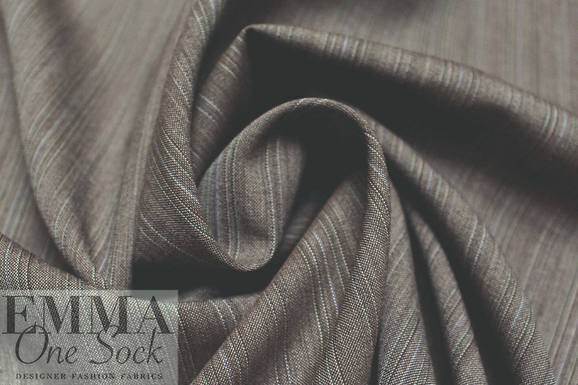 Italian pinstripe tropical wool blend woven - driftwood .875 yds