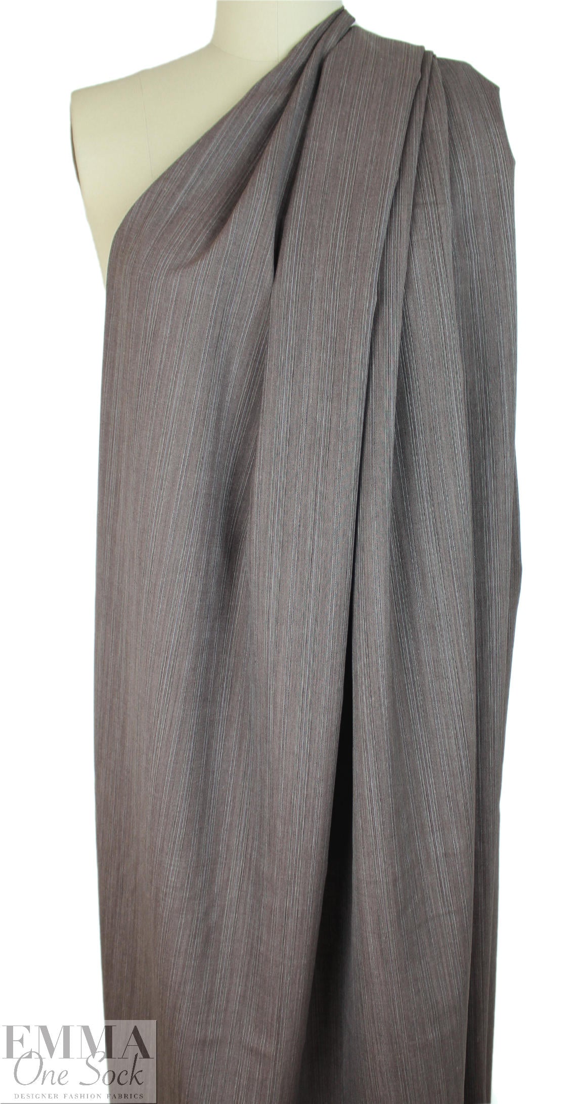 Italian pinstripe tropical wool blend woven - driftwood .875 yds