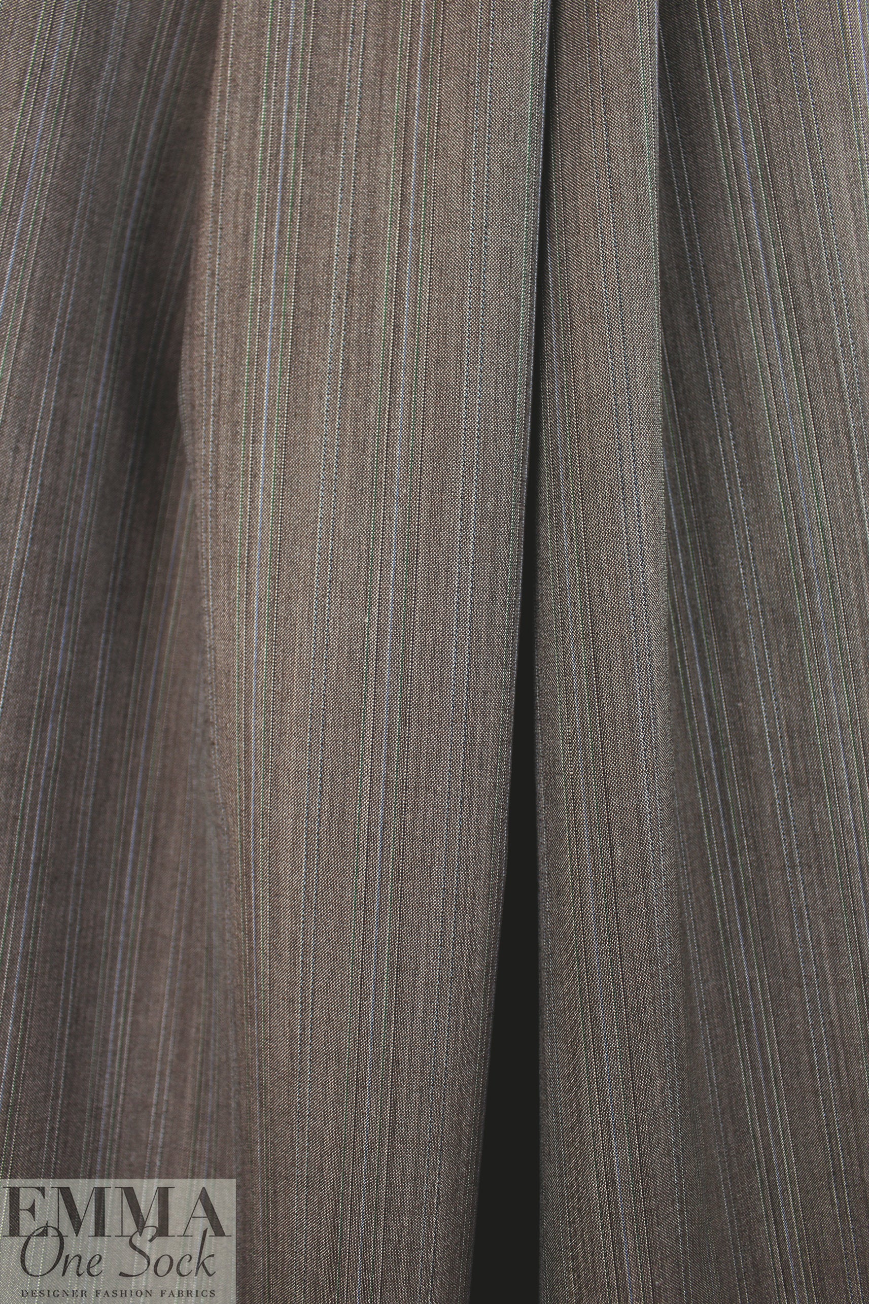 Italian pinstripe tropical wool blend woven - driftwood .75 yds
