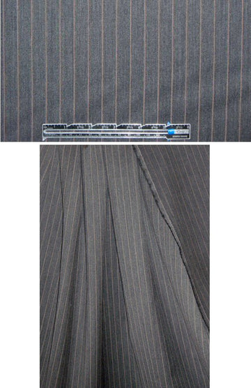 Italian wool pinstripe woven - dark gray/mocha 1.75 yd