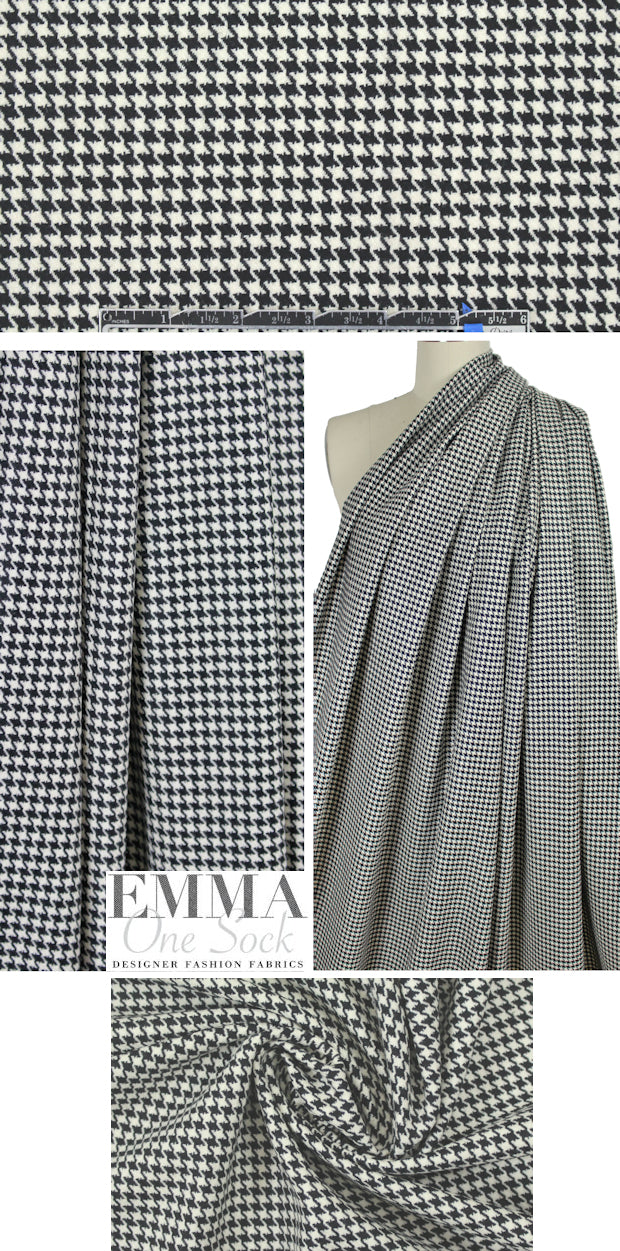 Italian black/cream mini-houndstooth wool suiting