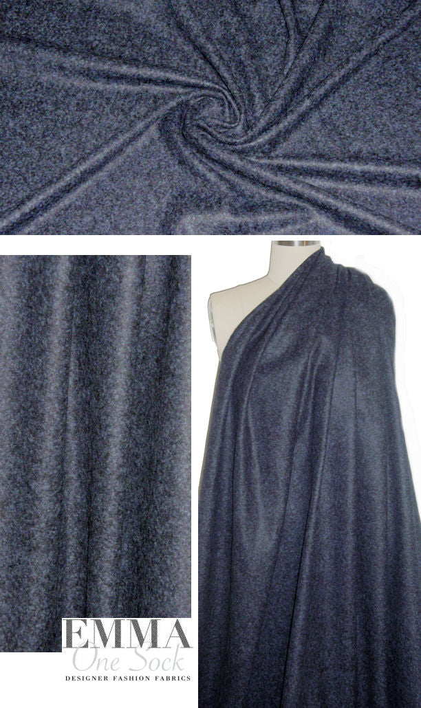 Italian navy/sapphire tweedy boiled wool woven 1.40 yds
