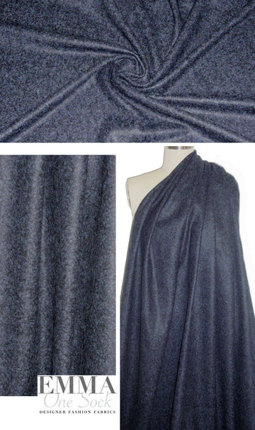 Italian navy/sapphire tweedy boiled wool woven 1.40 yds