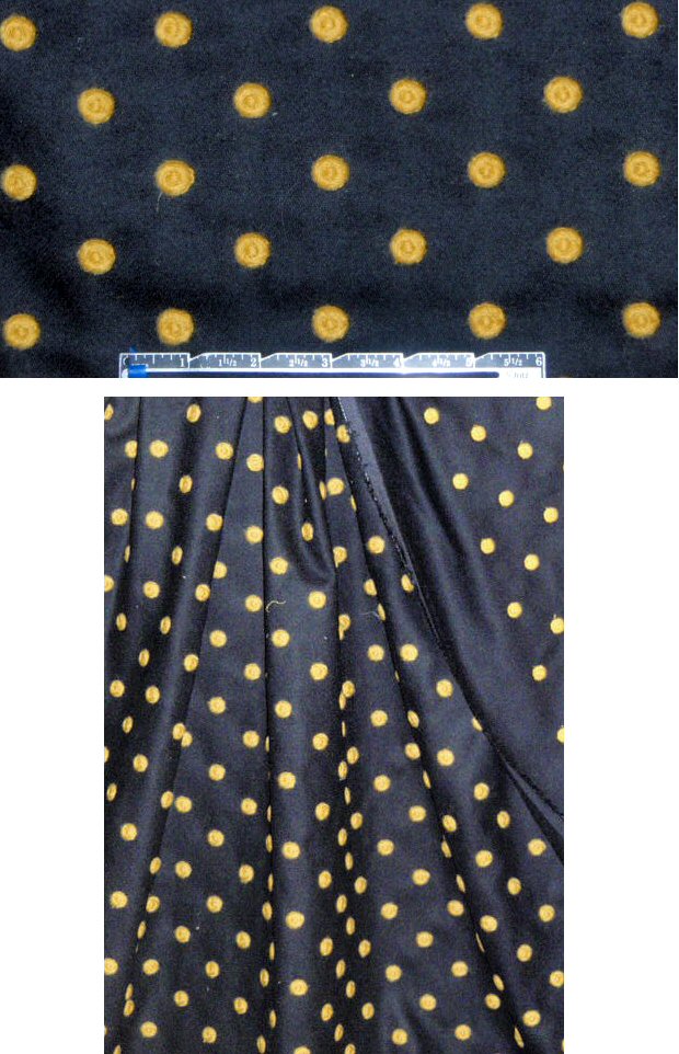 Italian wool blend black woven w/ mustard 'buttons'