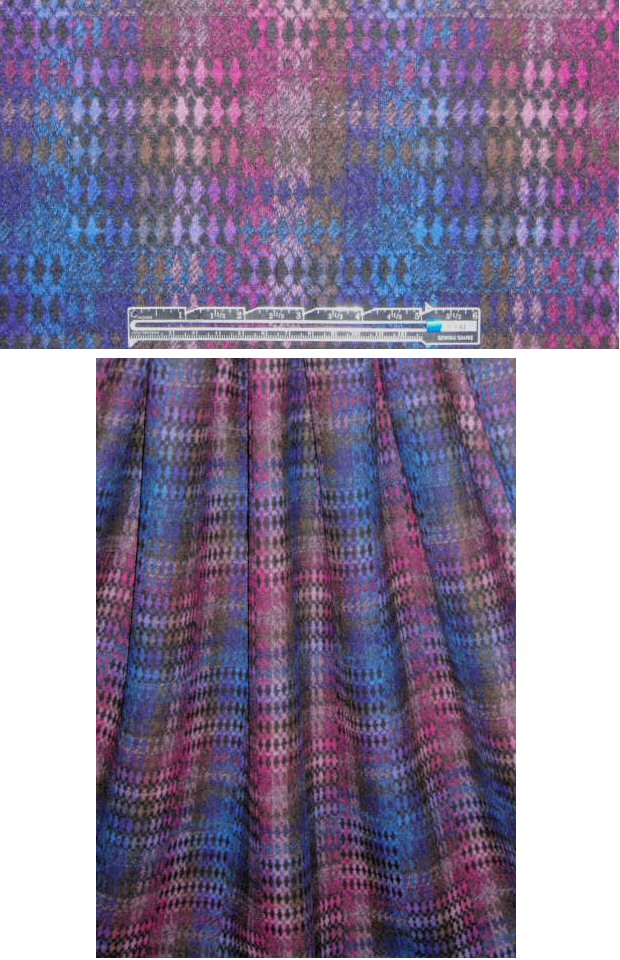 Italian wool blend ombre graphic - indigo/plum