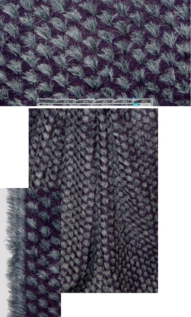 Italian 'tufted' texture fleecy wool - purple/gray