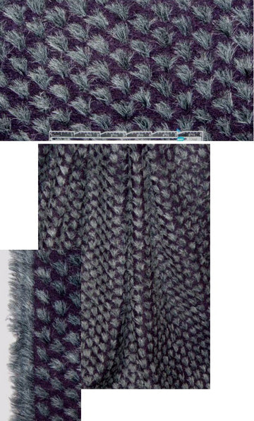 Italian 'tufted' texture fleecy wool - purple/gray .75 yds