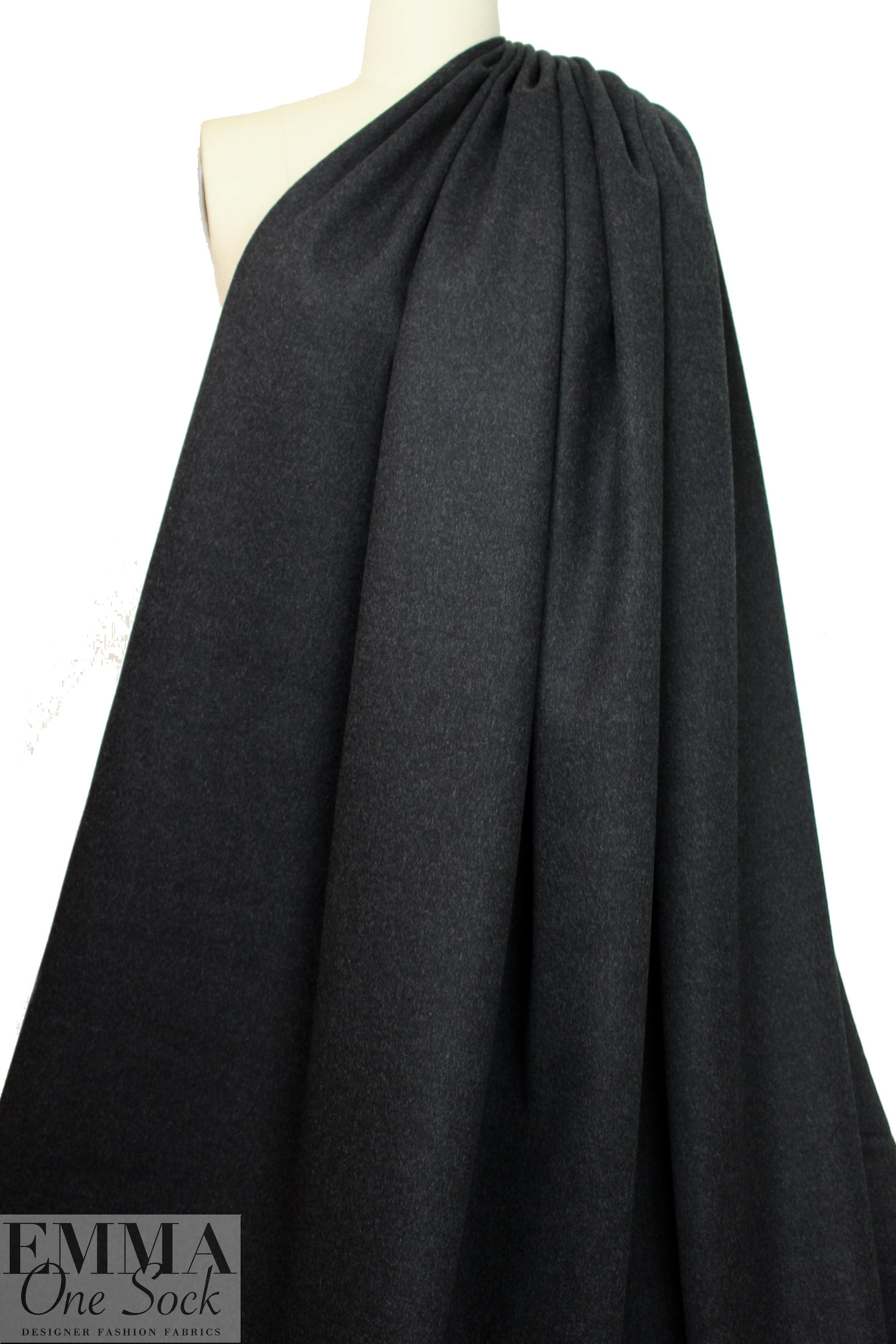 Italian wool/angora luxury coating - off black heather
