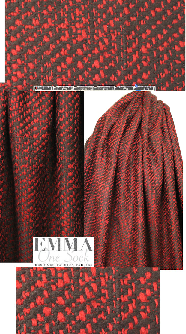 Italian red/bark fancy basketweave coating .75 yds