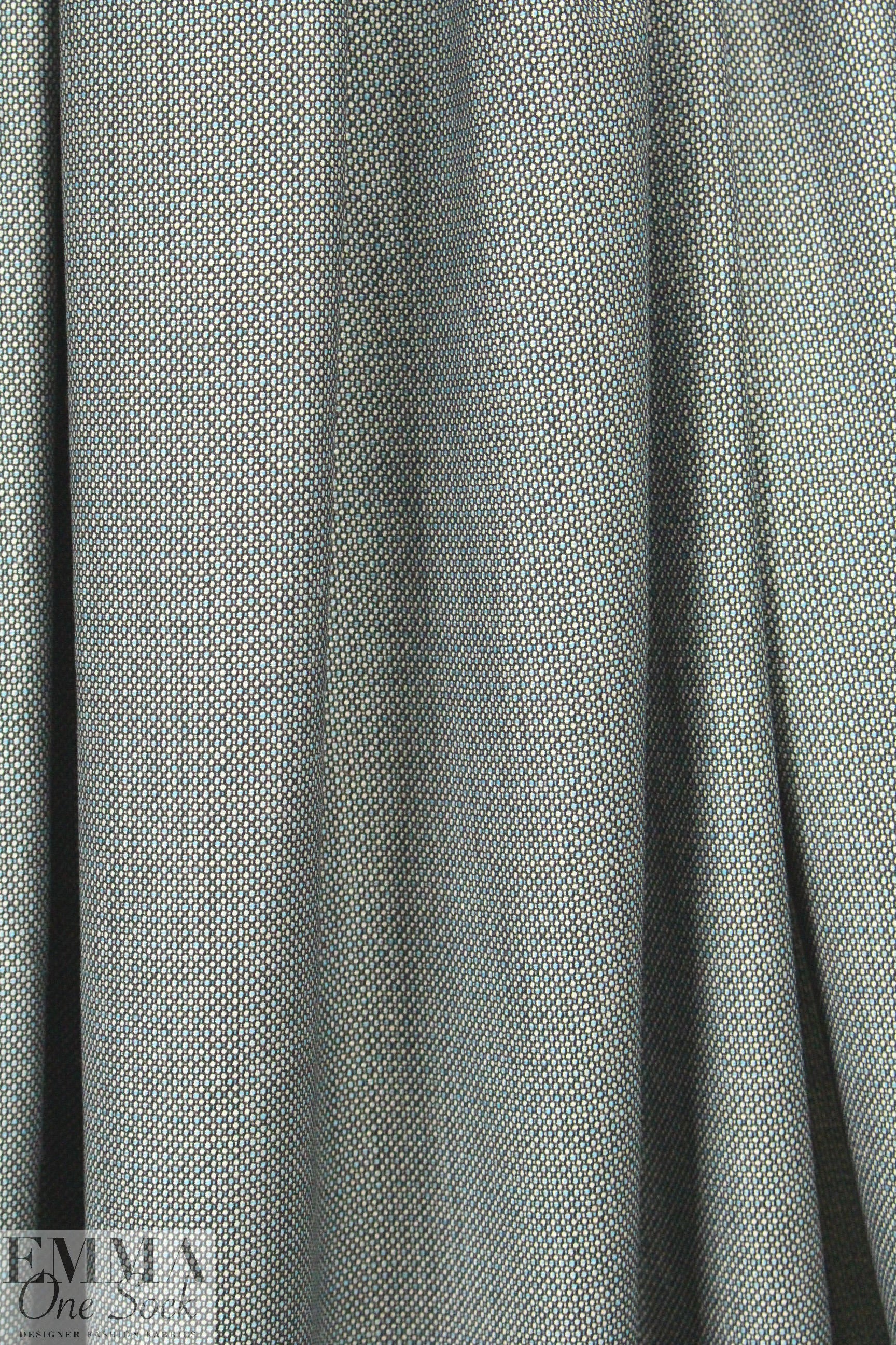 Italian wool blend jacquard dot stretch suiting
