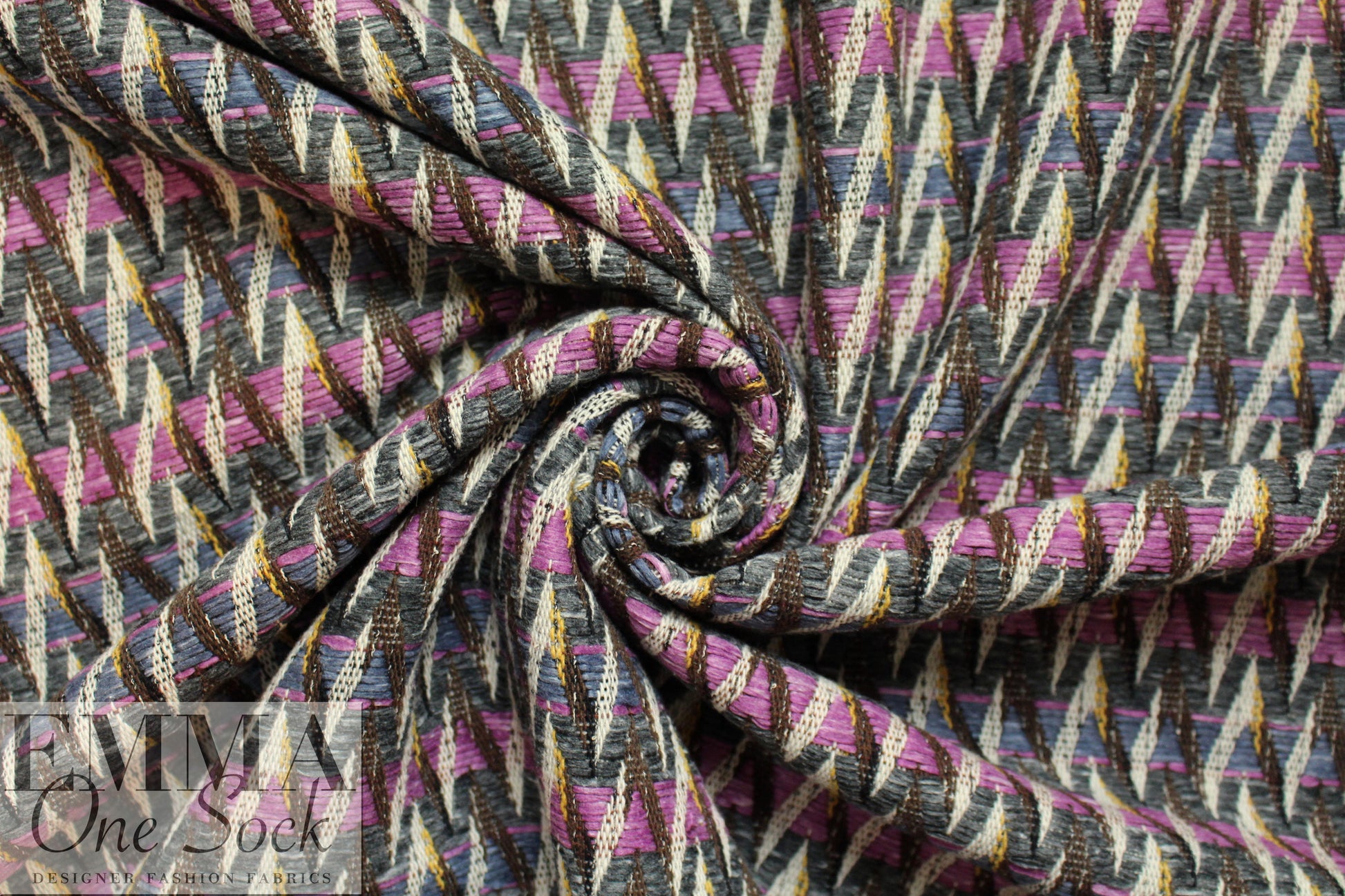 Italian lilac/denim weave novelty jacquard coating