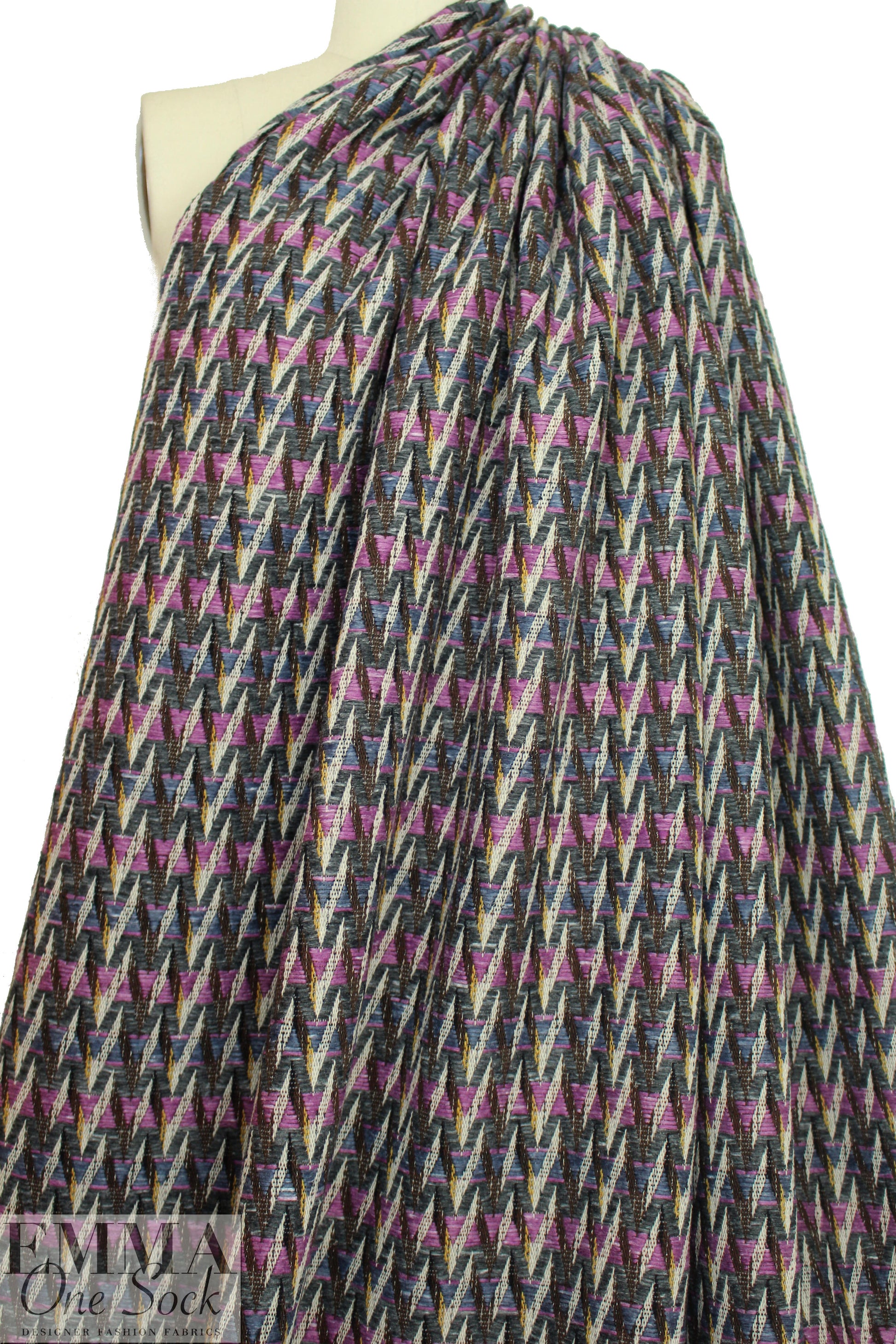 Italian lilac/denim weave novelty jacquard coating