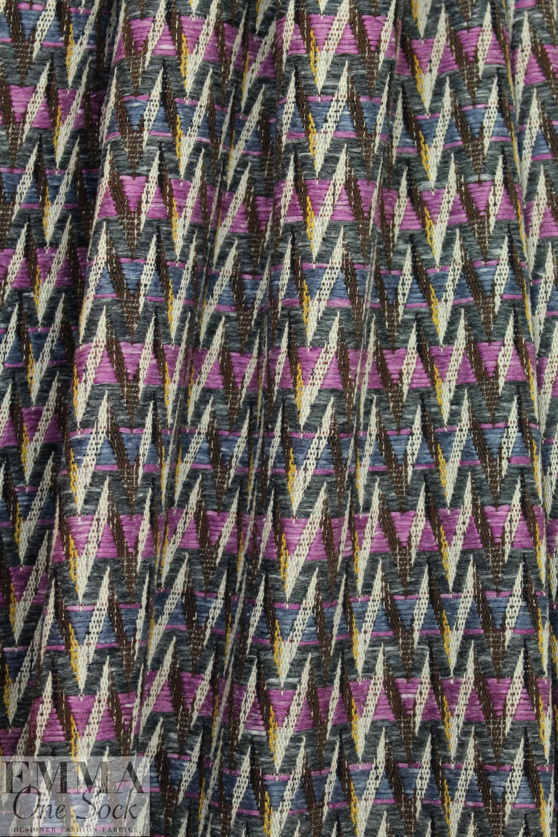 Italian lilac/denim weave novelty jacquard coating